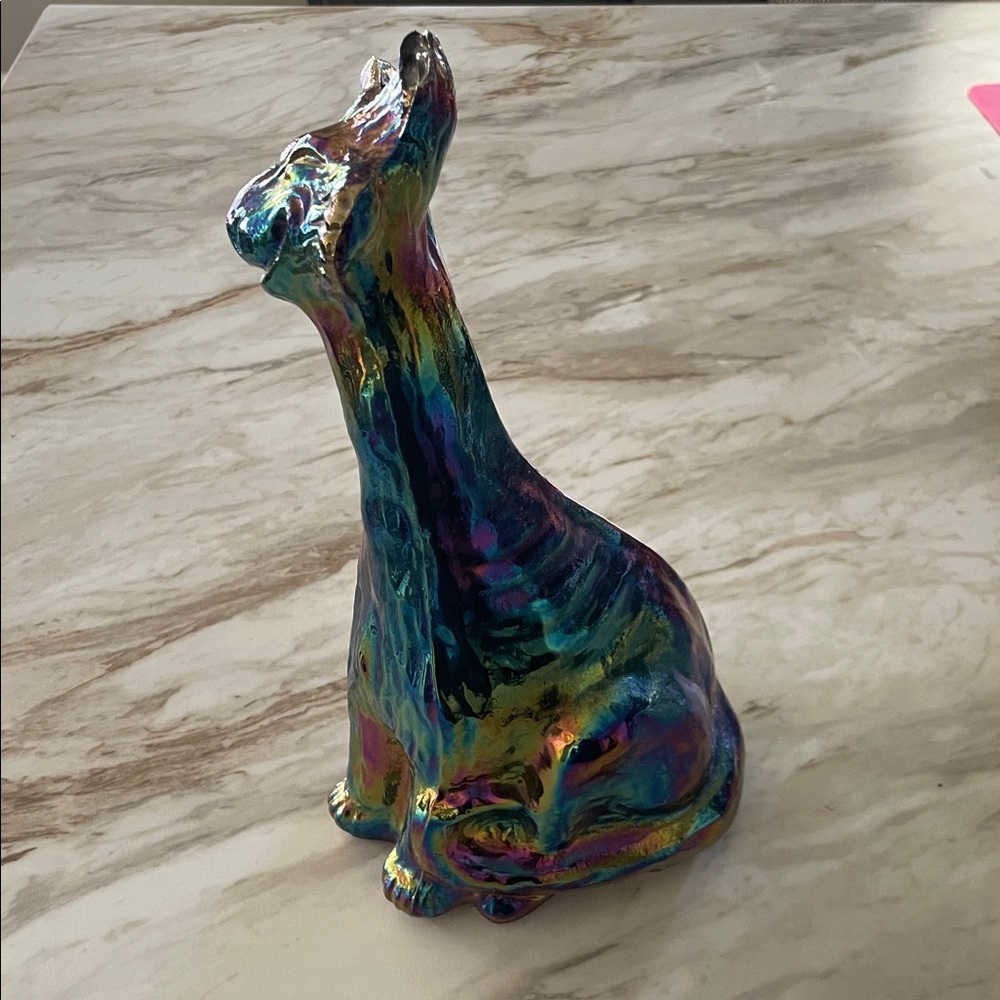 Fenton Winking Alley cat Black Amethyst 11" iridescent carnival glass 1970 - Picture 4 of 5